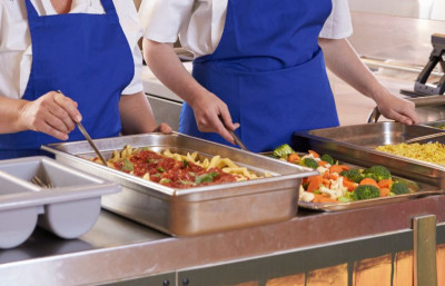 Servery in a school kitchen