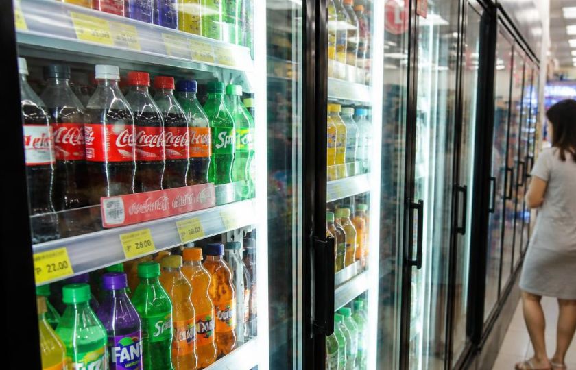 Bottle cooler in a convenience store Bottle cooler in a convenience store