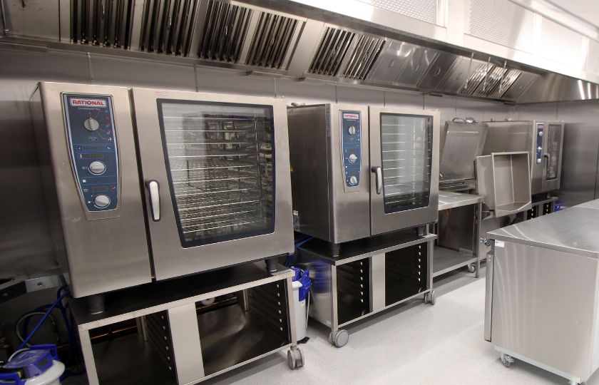Combi oven on a restaurant kitchen line